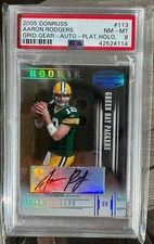 2005 Donruss Gridiron Gear Platinum Holo Aaron Rodgers RC AUTO /10 PSA 8