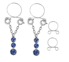 2Pcs Fake Nipple Rings Dangle Non Piercing Stainless Steel Body Jewelry