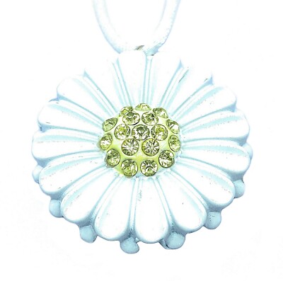 Blumenanhänger, Gänseblümchen Anhänger mit Kristallmitte, Kristallanhänger, 4 cm Durchmesser
