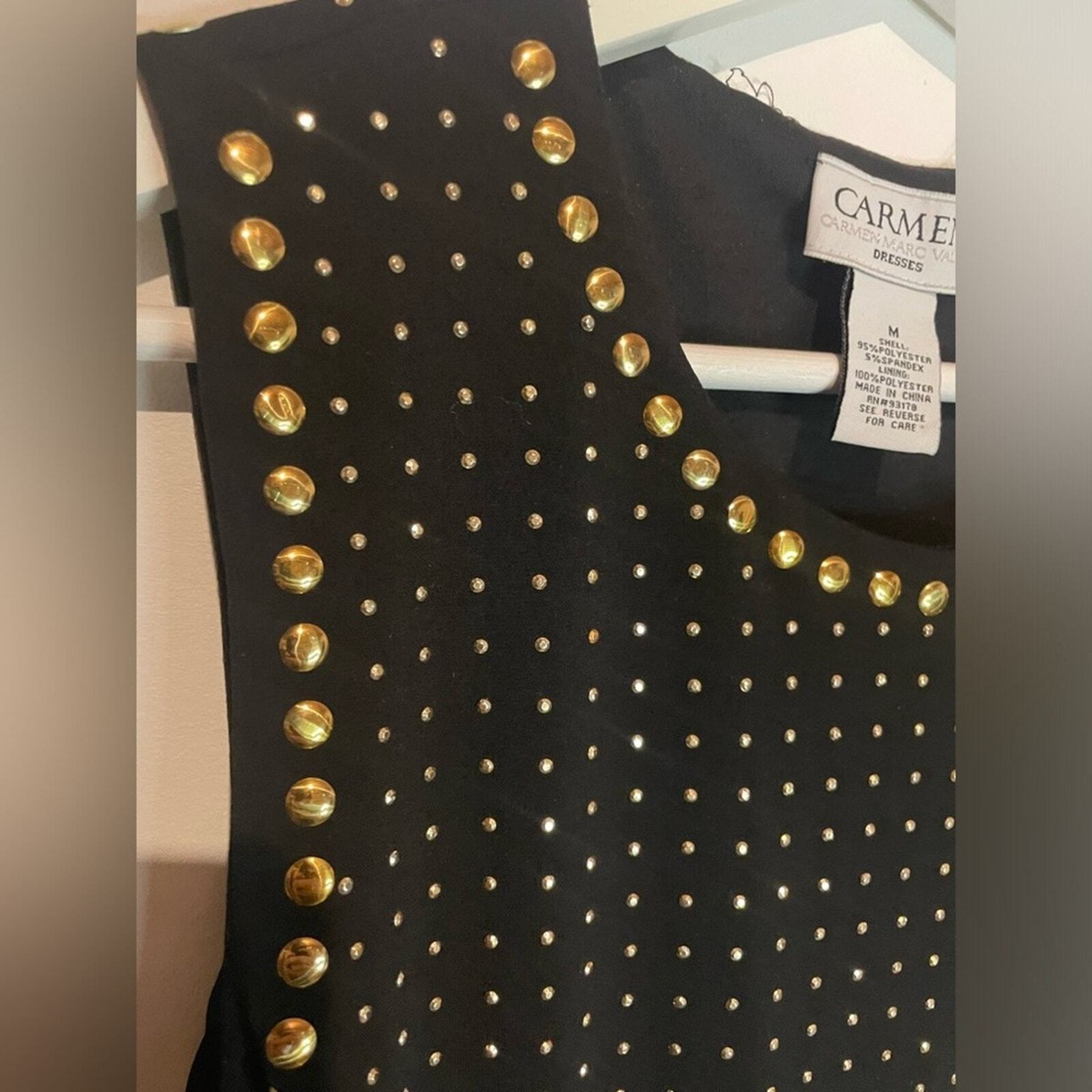 Carmen Marc Valvo Gold Studded Dress medium | eBay Carmen Marc Valvo Gold Studded Dress medium | eBay