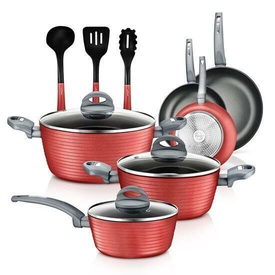 Nutrichef 12 Pcs. Kitchenware Pots &Amp; Pans Set-Non-Stick Coating, Stylish