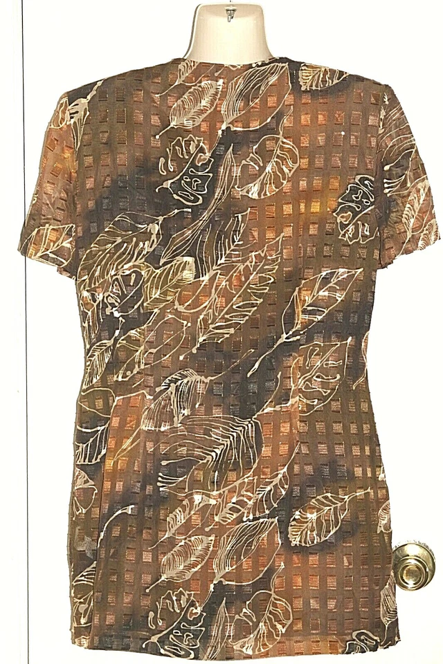 Chaqueta Blusa DE COLECCIÓN DAWN JOY Forrada de Gasa Mangas Cortas Marrón Negro 10 *XLNT+ Foto 3 de 4