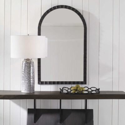 DANDRIDGE 39'' ARCHED FORGED IRON WALL VANITY MIRROR UTTERMOST 09784