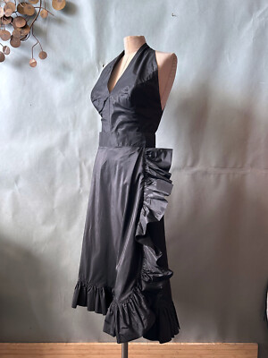 Vtg 1960s Flamenco Style Party Dress Black Halter Busty Cocktail Glam sz S  M | eBay