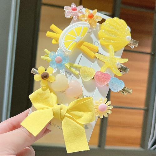 9pcs/set Girls Hair Clips Cartoon Flower Fruit Shell Hairpin Hair Accessories - Picture 17 of 22