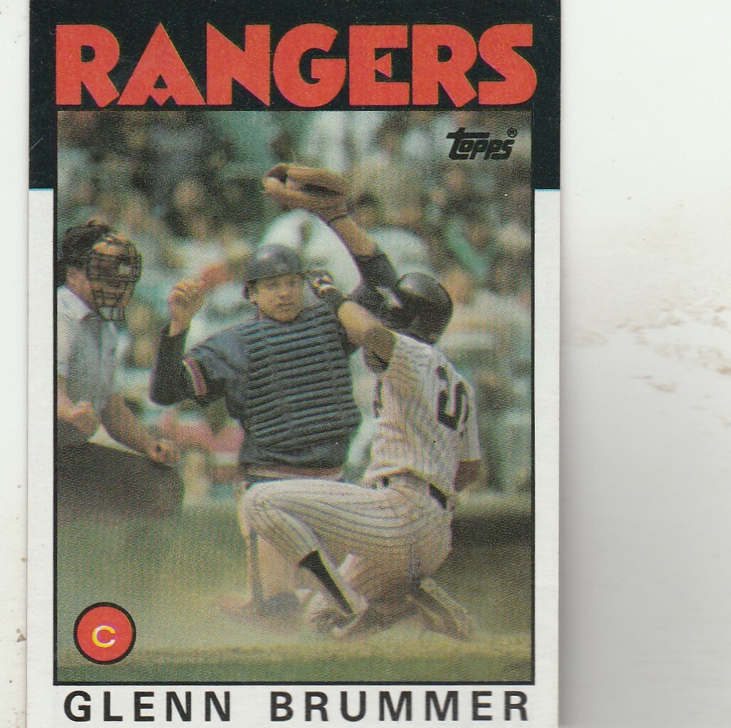 FREE SHIPPING-MINT-1986 Topps #616 Glenn Brummer Rangers PLUS BONUS CARDS