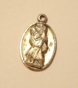 Tiny Saint Christopher Medal Sterling Silver Antique Hayward