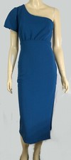 LuLus One shoulder French Blue Side Kick Wiggle Midi Maxi Dress Size S