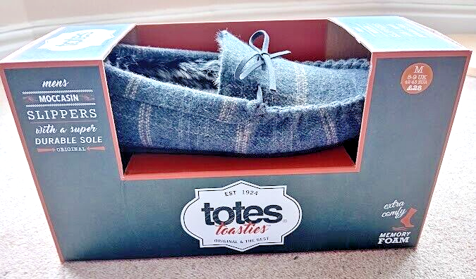 SAOLA Pantofola mocassino foam resistente suola rivestita in pelliccia Totes grigio a scacchi 8 9 (M) nuova