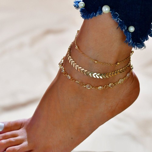 Boho Multi Layer Women's Anklet Adjustable Chain Beach Gift 