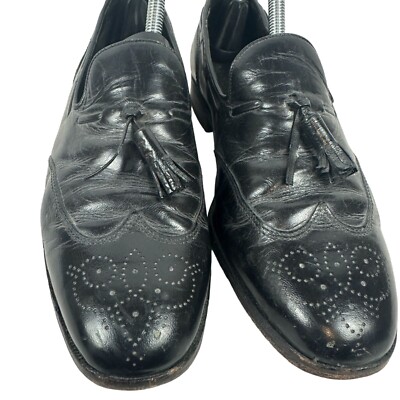 Vintage Florsheim Black Leather Tassel Loafers 6.5D Men\'s Formal Dress Shoes Vintage Florsheim Black Leather Tassel Loafers 6.5D Men main image 3