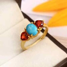 Turquoise Birthstone 925 Sterling Silver Ring Oval Cut Amethyst Anniversary Ring