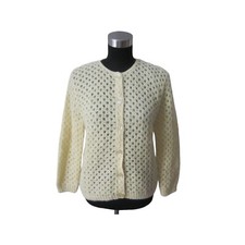 VTG PURE GOULD by SIDNEY GOULD Light Yellow Button Front Cardigan Sweater Sz S