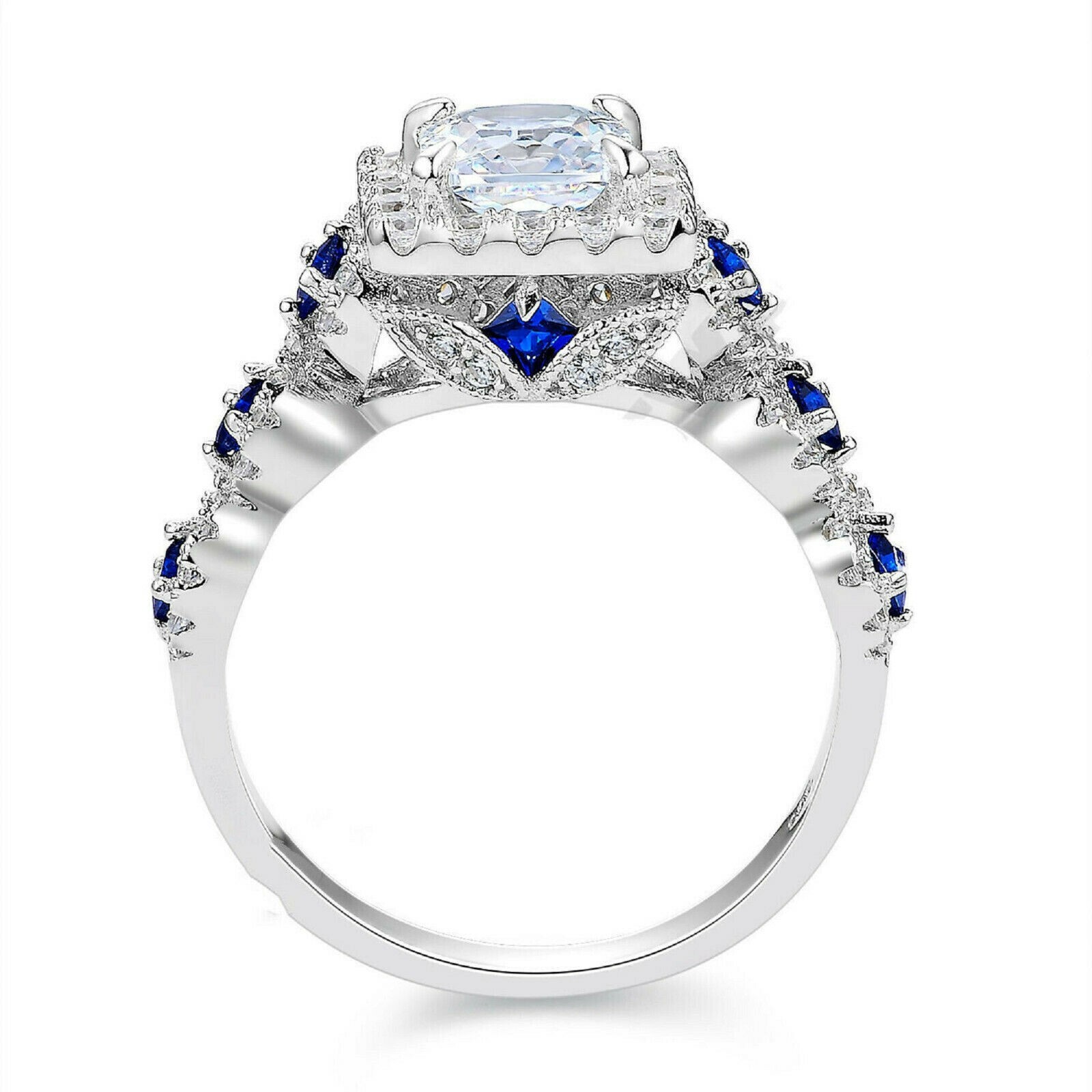 3Ct Princess Cut Lab-Created Diamond Trio Wedding Ring Set 14k White ...