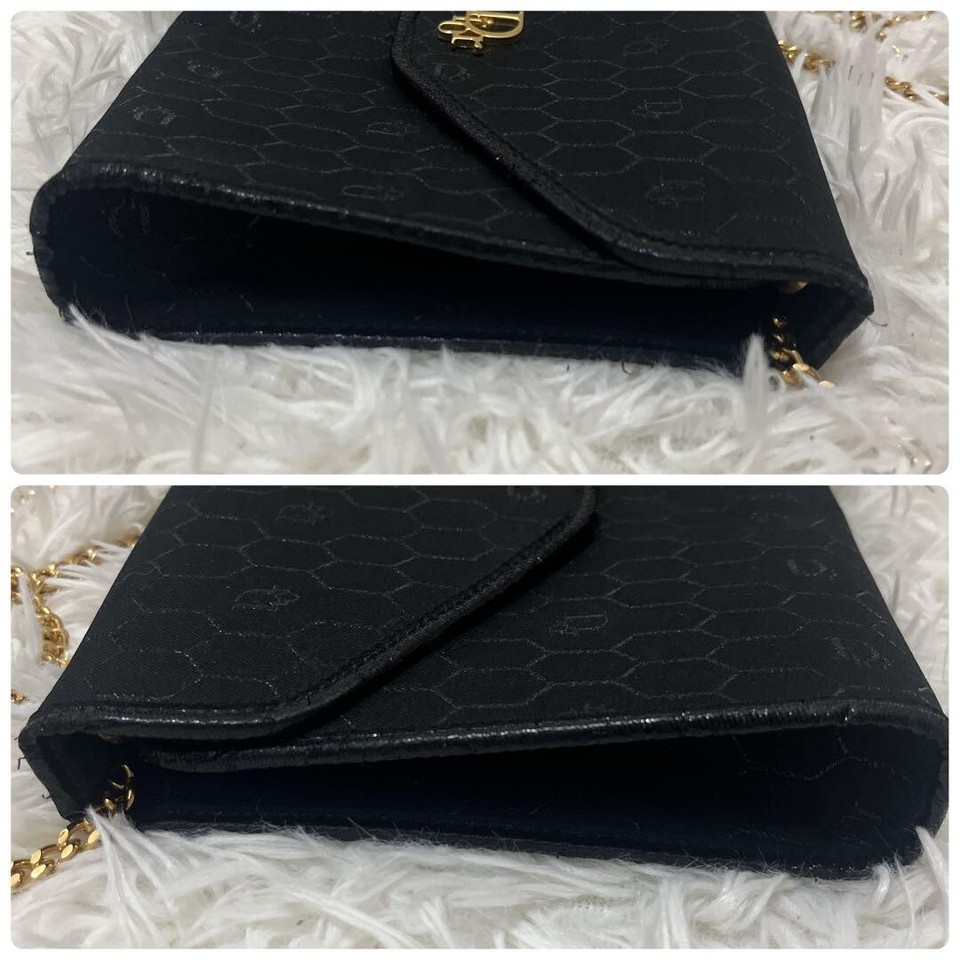 CHRISTIAN DIOR Chain Shoulder Bag Logo Hardware Canvas