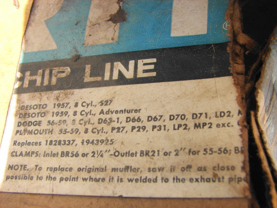 55 56 57 58 59 SILENCIADOR DESOTO PLYMOUTH DODGE NOS Foto 3 de 3