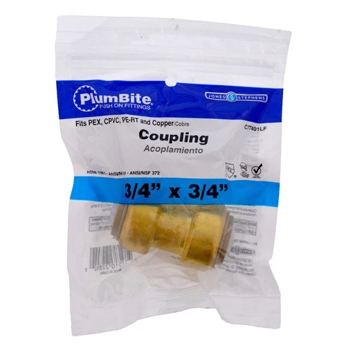 Jones Stephens C77401LF 3/4" PlumBite Push On Coupling - Brass - Picture 3 of 4