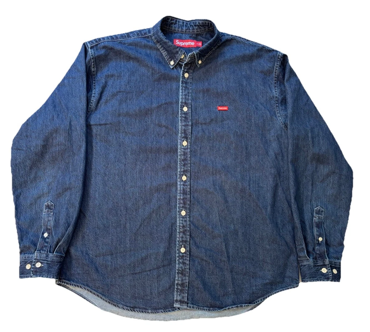 Supreme Denim Long Sleeve Casual Button-Down Shirts for Men for