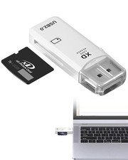 USB2.0 128GB XD Memory Card Reader Picture Adapter Plug and White