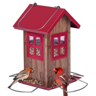 Kingsyard Cute Bird House Feeders for Outside, Hanging Red Roof & Window 