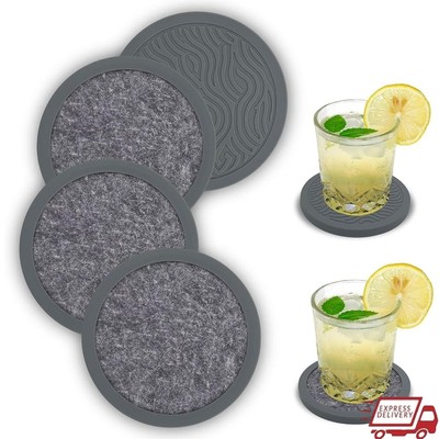 Premium 4-Piece Silicone Double-Sided Coaster Set Hot Cold Beverages Home Office
