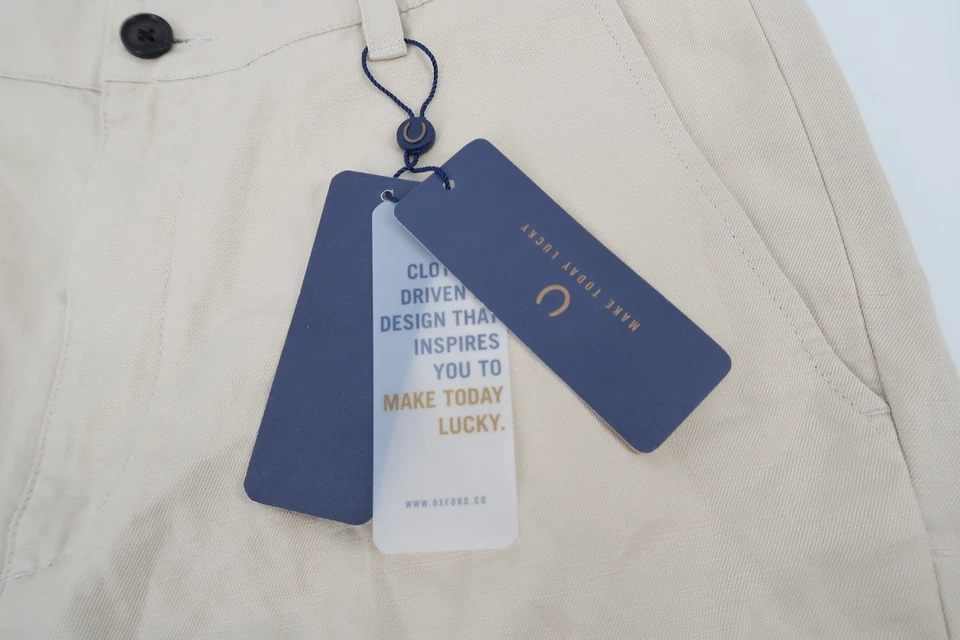 Shorts de golfe Oxford masculino linho mistura de algodão tamanho 34 novo - Imagem 4 de 4