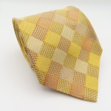 Ermenegildo Zegna Tie Silk Yellow Checkerboard 4" Wide 57" Long Italy