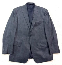 Jos A Bank 44R Gray Plaid Travelers Blazer Jacket Sport Suit Coat Silk Wool