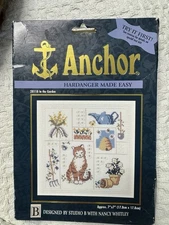Anchor Hardanger Made Easy 28118 In the Garden Kit Cat Cross Stitch Kit New