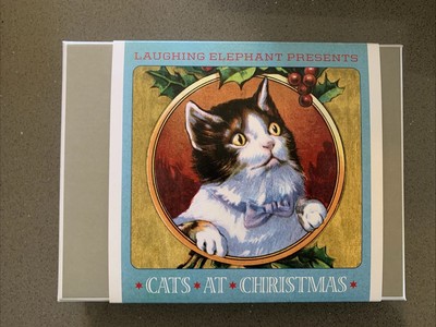 Cats At Christmas Vintage Cards Laughing Elephant Presents 12 Cards/Envelopes