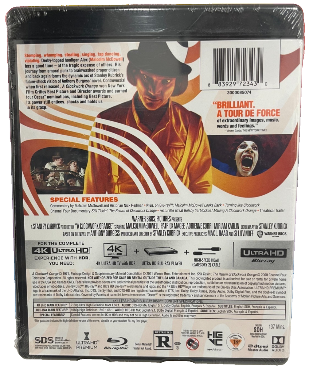 Clockwork Orange Warner Bros Sept 2021 4k Blu-ray Set. New. Sealed