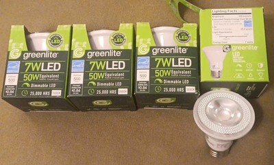 4 Greenlite Par 20 50W Dimmable LED Bulbs B64 
