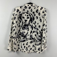 Blusa con botones con estampado de perro dálmata animal seda fina Fu Da talla grande