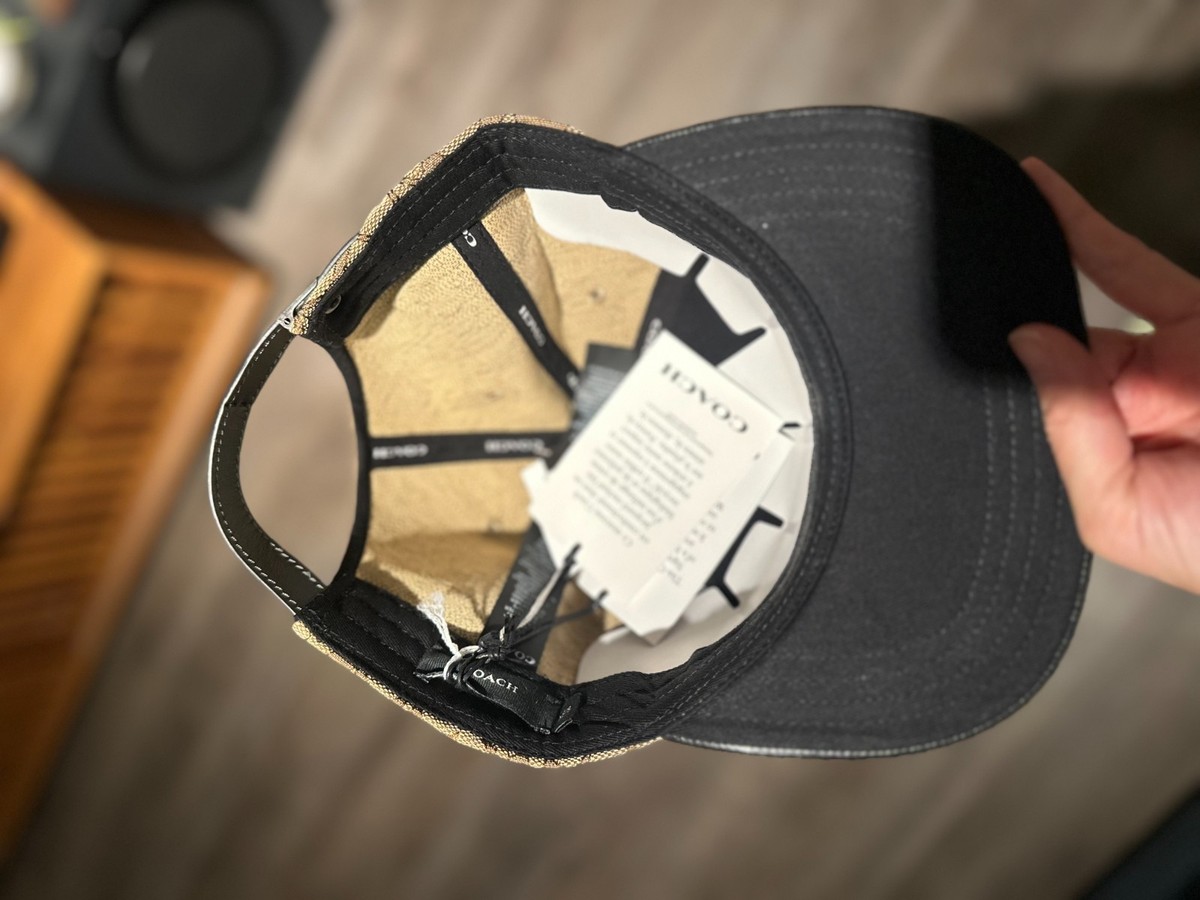 Coach Signature Logo Baseball Cap Beige Black XS/S 
