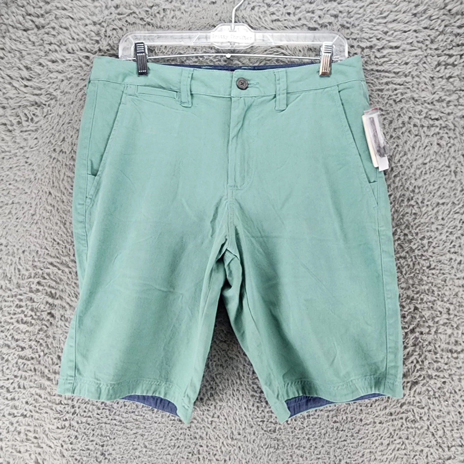 Flag & Anthem Shorts Mens 30 Dark Mint Green Stretch Flat Front Chino *NWT*