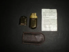Marlboro No. 6 Brass Slim Lighter In Leather Case With Paperwork Unused