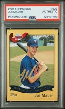 2002 Topps Gold Joe Mauer Signed Auto Rookie Card /2002 #622 Twins PSA/DNA HOF