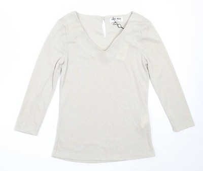 Vera Moda Damen Pullover Pulli beige V-Ausschnitt Polyester Größe M