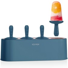 Popsicle Mold Set 4 Pieces Homemade Silicone Maker Easy Medium, Blue