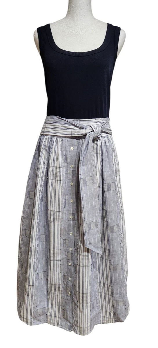 aralyn poplin combo sleeveless midi dress Ramy Brook Aralyn Combo Midi Tank Dress