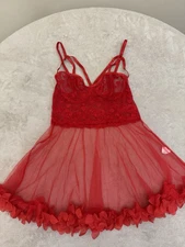 NWT Womens Red Lace Nighty Chemise Lingerie  SMALL NEW!