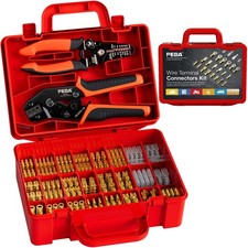 Open Barrel Crimping Tool Kit - 20 Sizes Spade Connectors Open Terminals AW...