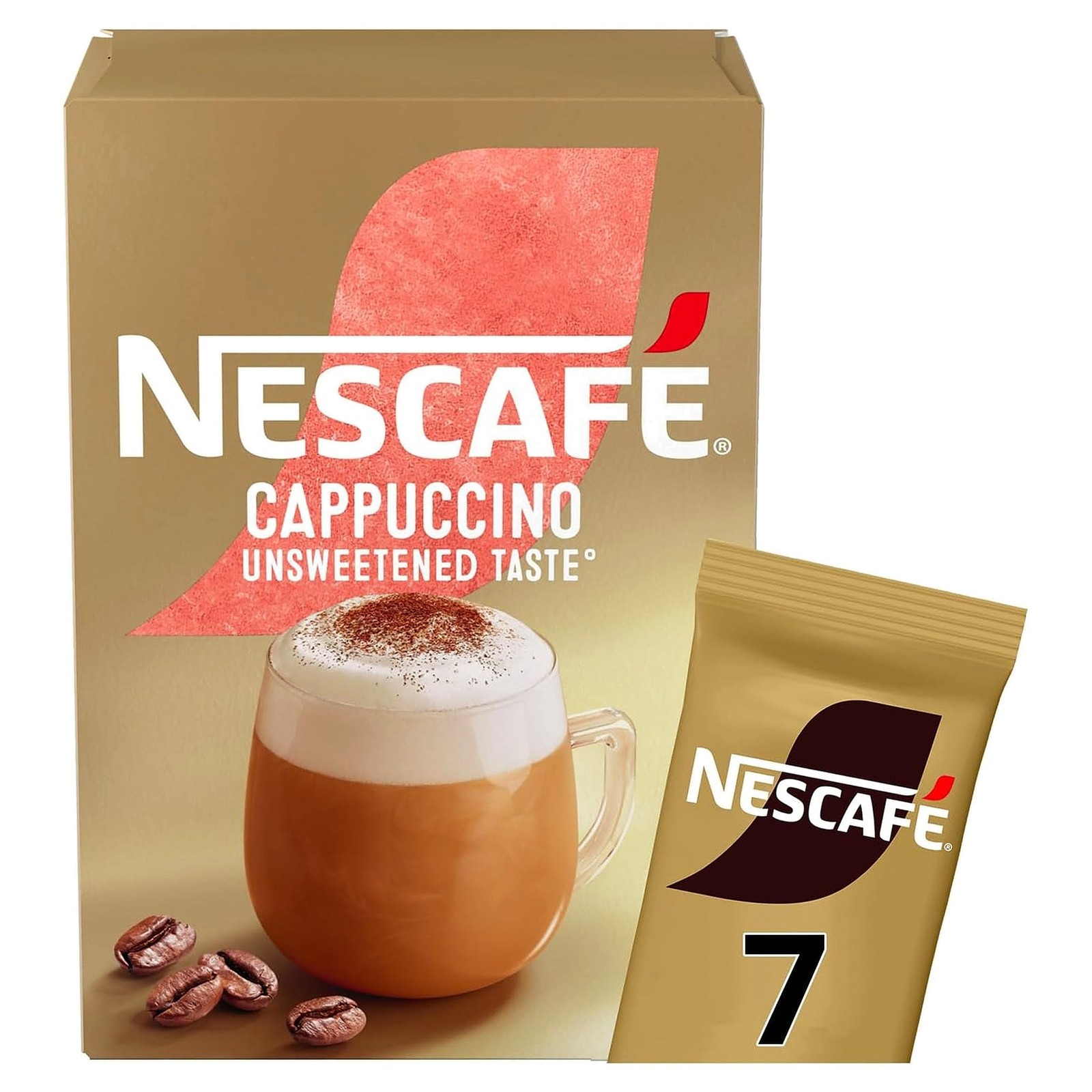 Nescafe Cappuccino Unsweetened 7 Sachets Instant Coffee UK - Image 2