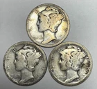 1920, 1920-D and 1920-S 10C Mercury Dimes 90% Silver