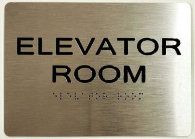 Elevator Room With Braille and Raised Letters(Aluminum, Brush Silver, Size 5X7)