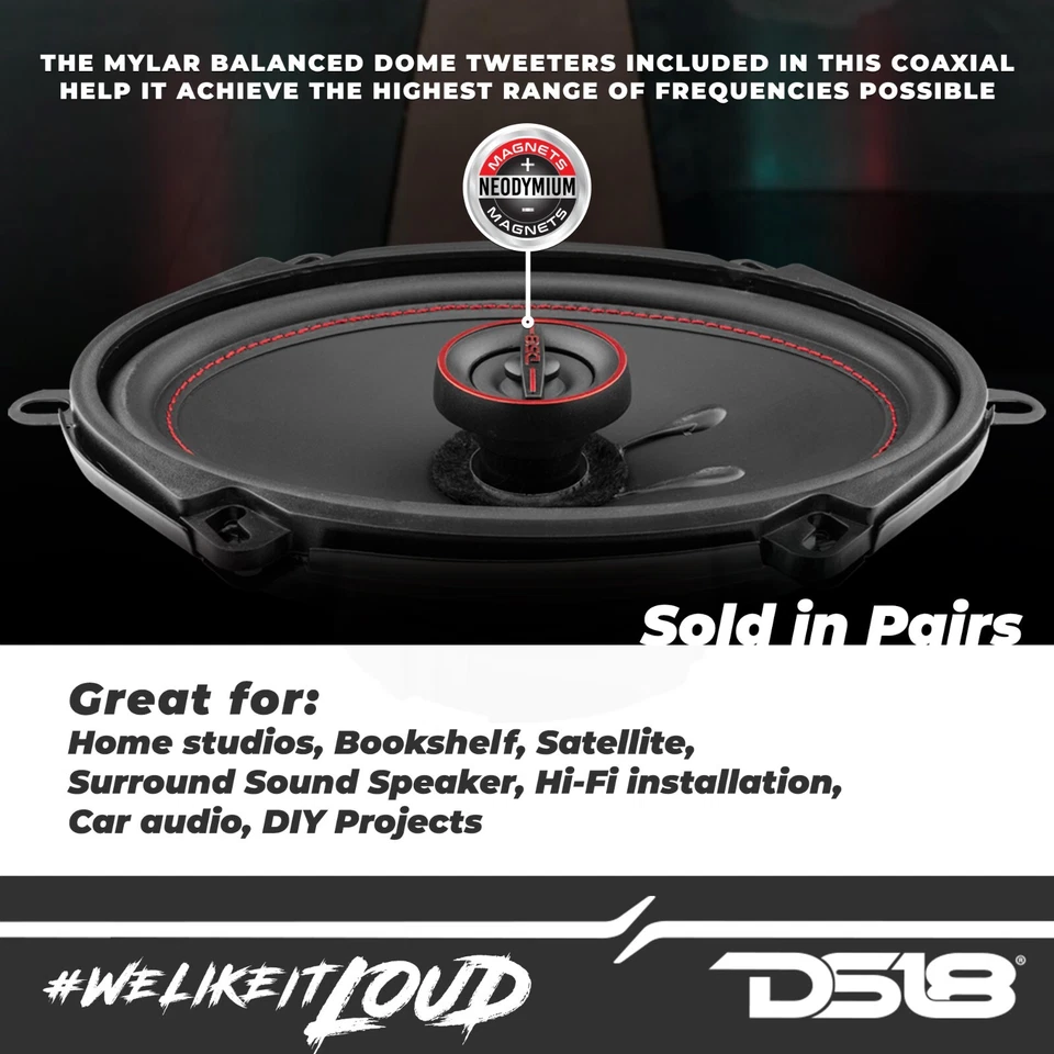 DS18 G5.7Xi 5x7" Car Speakers 2-Way Coaxial Speakers 150 Watts 4-Ohm - Pair - Image 3 of 4