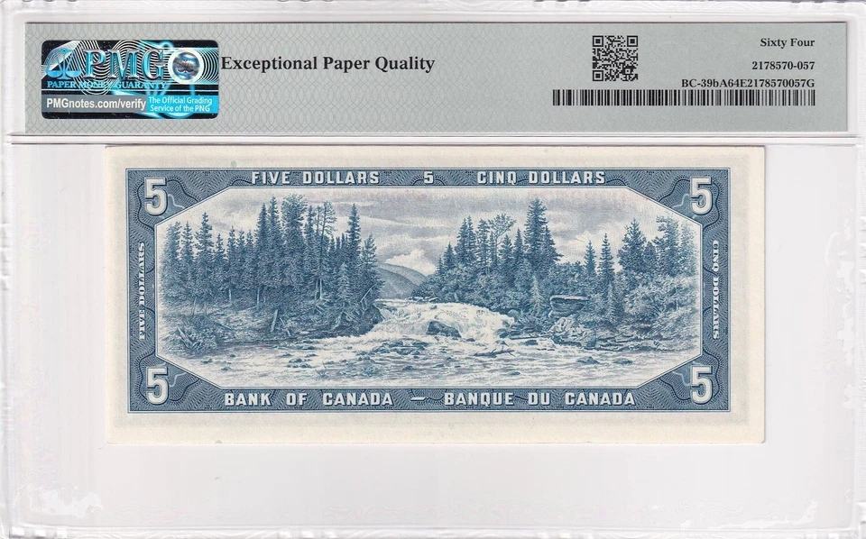 Canada, 5 Dollars, 1954, UNC, p77b, REPLACEMENT - Image 2 of 2