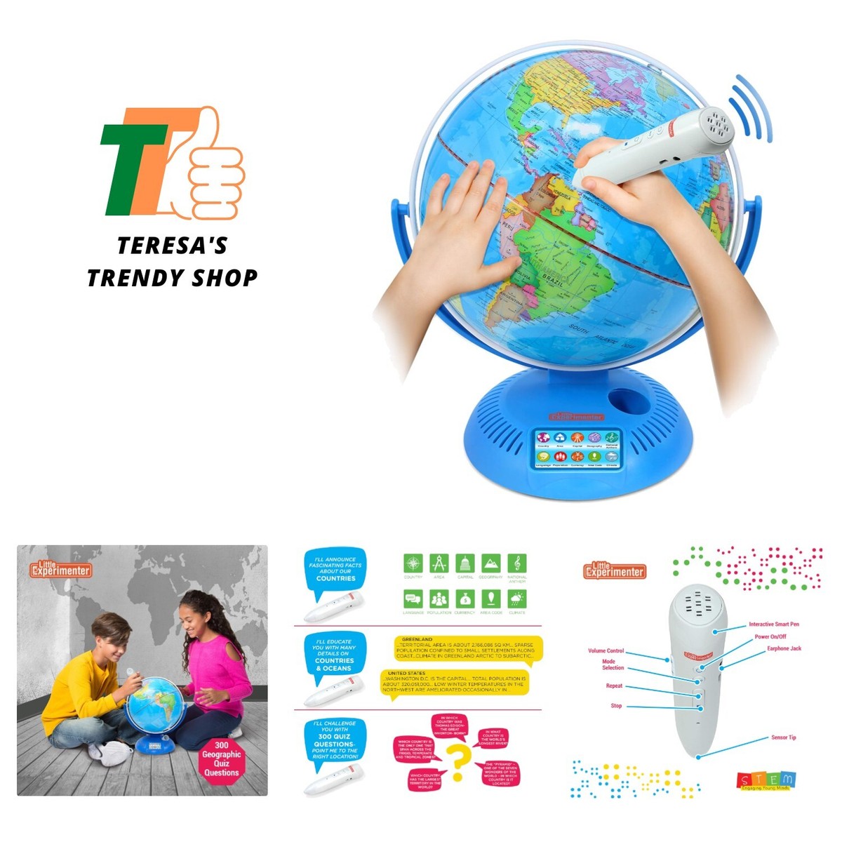 Toy Kids Smart Globe 9” Interactive Globe For Kids With Wireless