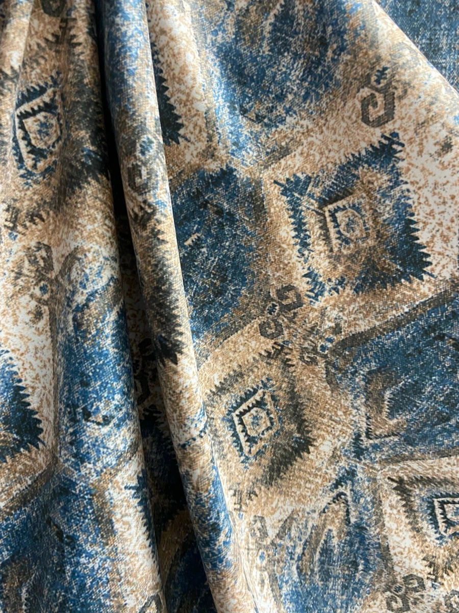 Aztec Design Velvet Fabric for Upholstery Chair Drape Craft Fabric By Yard Gold