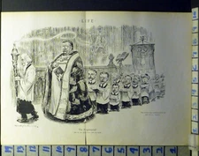 1912 HUMOR SATIRE ROOSEVELT PRESIDENT CHURCH COMIC PRINT ART VINTAGE  BA19